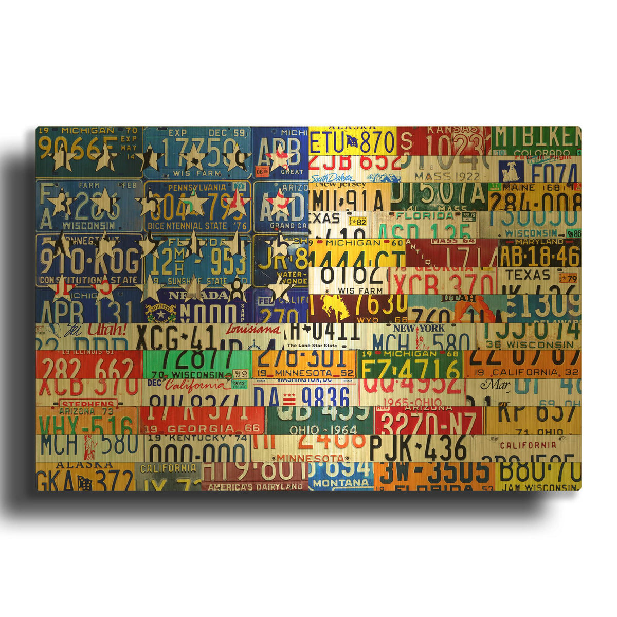 'Scrap Flag' By Design Turnpike Gold Metal Wall Art