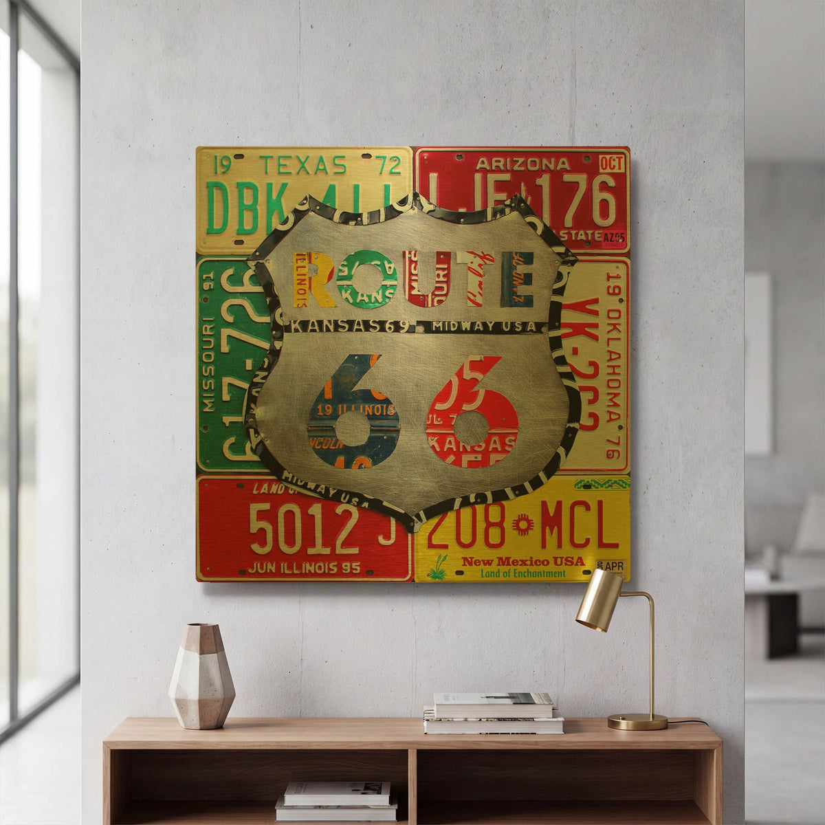 'Route 66 Edition 3' By Design Turnpike Gold Metal Wall Art