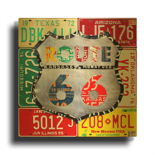 'Route 66 Edition 3' By Design Turnpike Gold Metal Wall Art