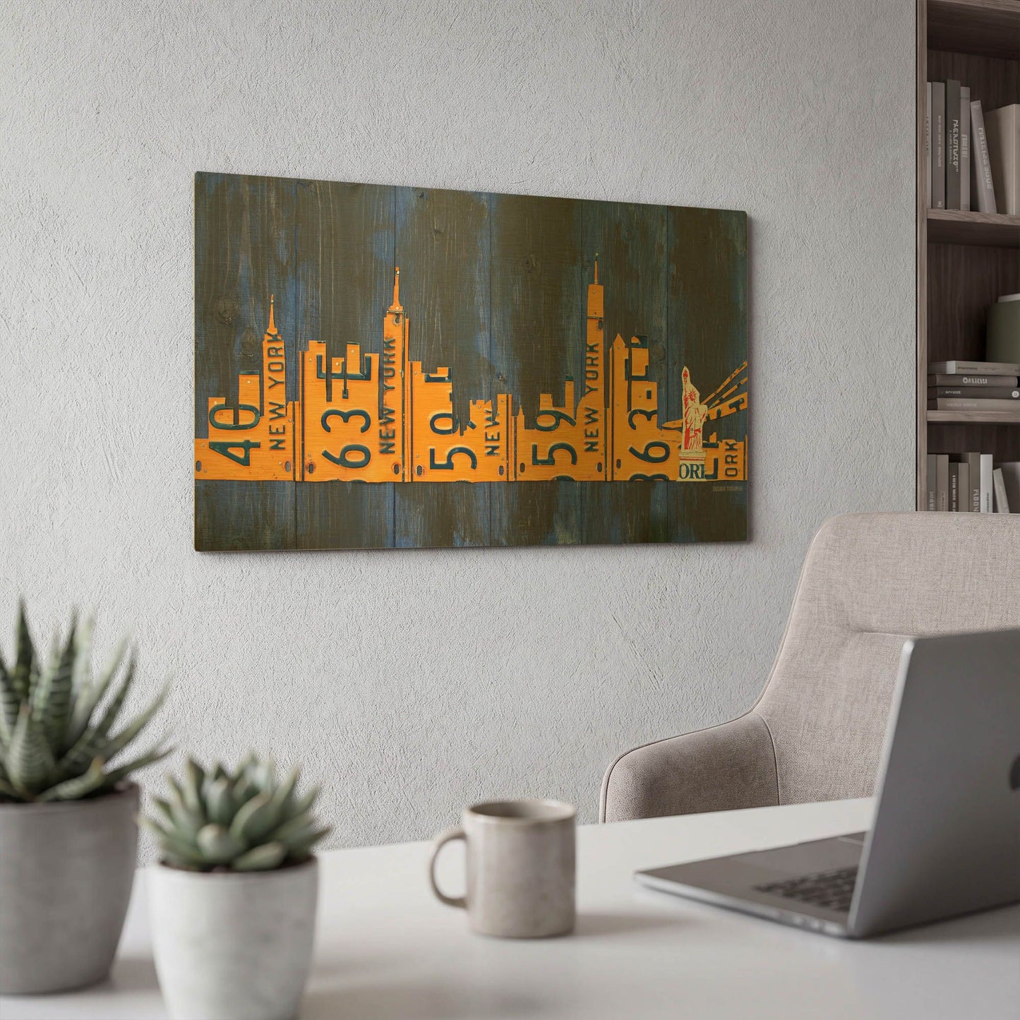 'Nyc Extended Version License Plate Art' By Design Turnpike Gold Metal Wall Art