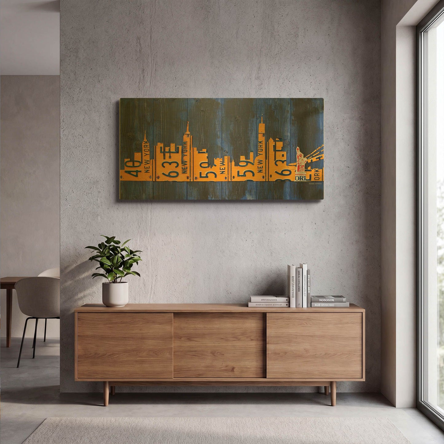'Nyc Extended Version License Plate Art' By Design Turnpike Gold Metal Wall Art