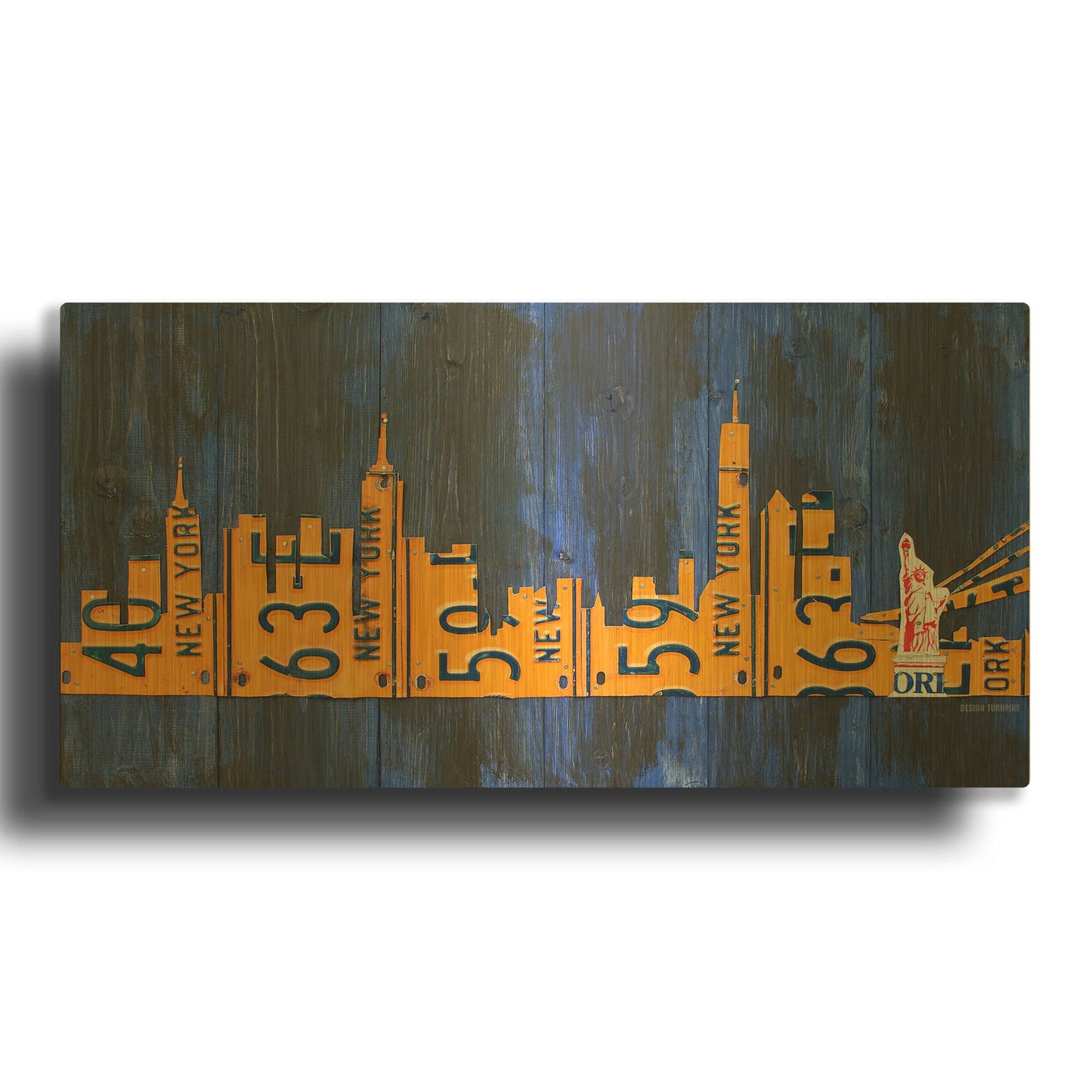 'Nyc Extended Version License Plate Art' By Design Turnpike Gold Metal Wall Art