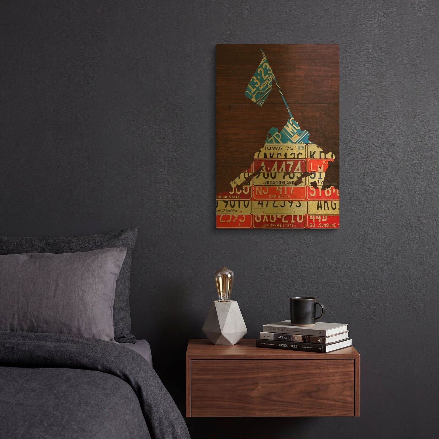'Iwo Jima License Plate Art' By Design Turnpike Gold Metal Wall Art