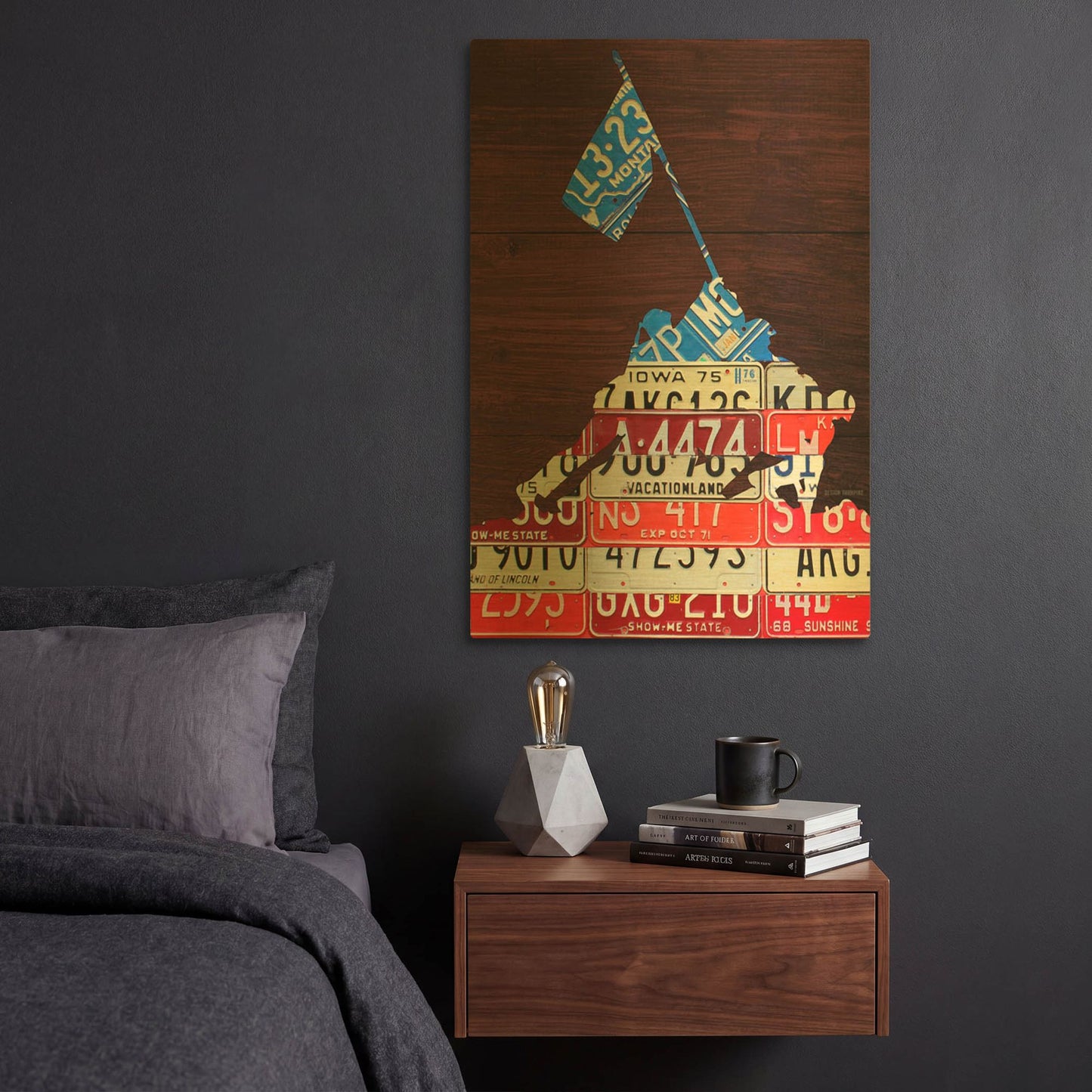 'Iwo Jima License Plate Art' By Design Turnpike Gold Metal Wall Art