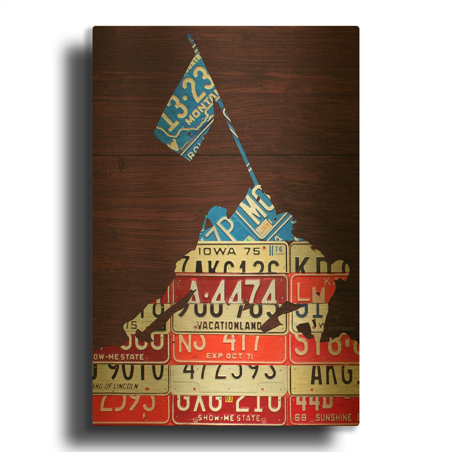 'Iwo Jima License Plate Art' By Design Turnpike Gold Metal Wall Art