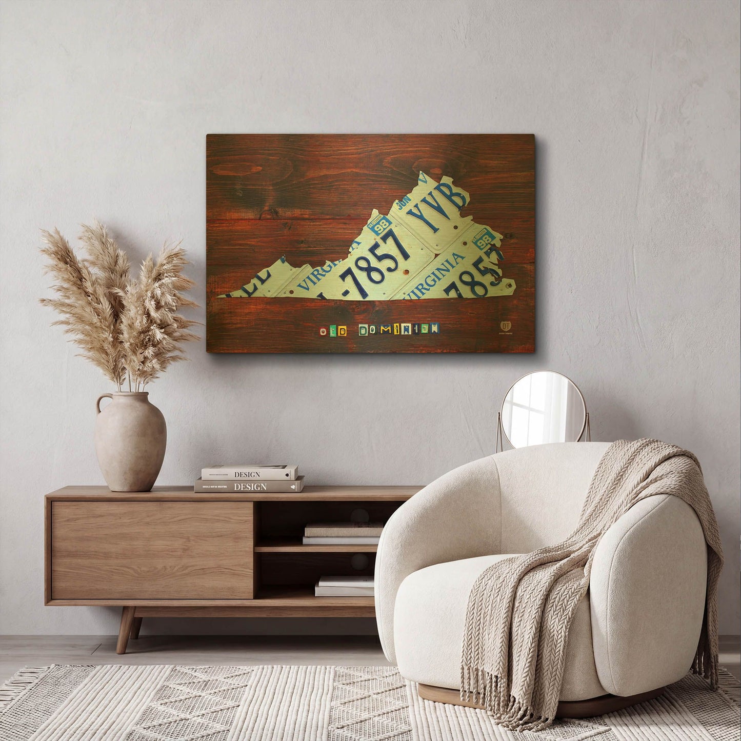 'Virginia License Plate Map Large' By Design Turnpike Gold Metal Wall Art
