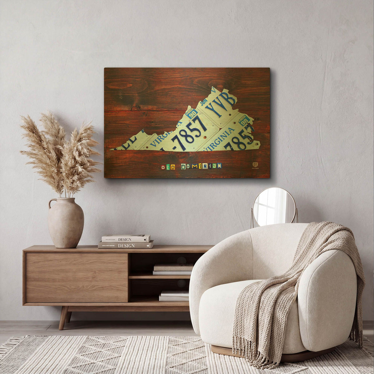 'Virginia License Plate Map Large' By Design Turnpike Gold Metal Wall Art