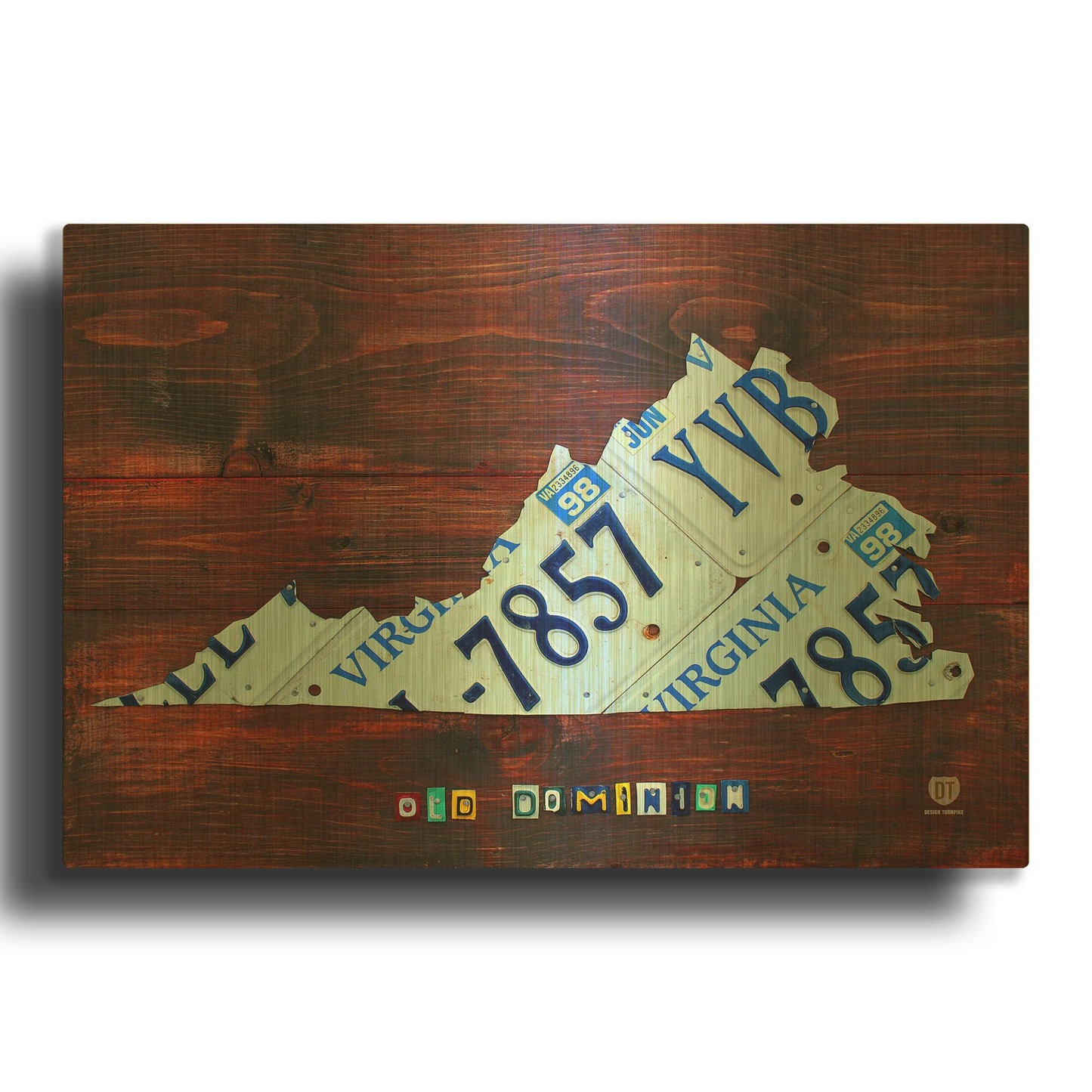 'Virginia License Plate Map Large' By Design Turnpike Gold Metal Wall Art