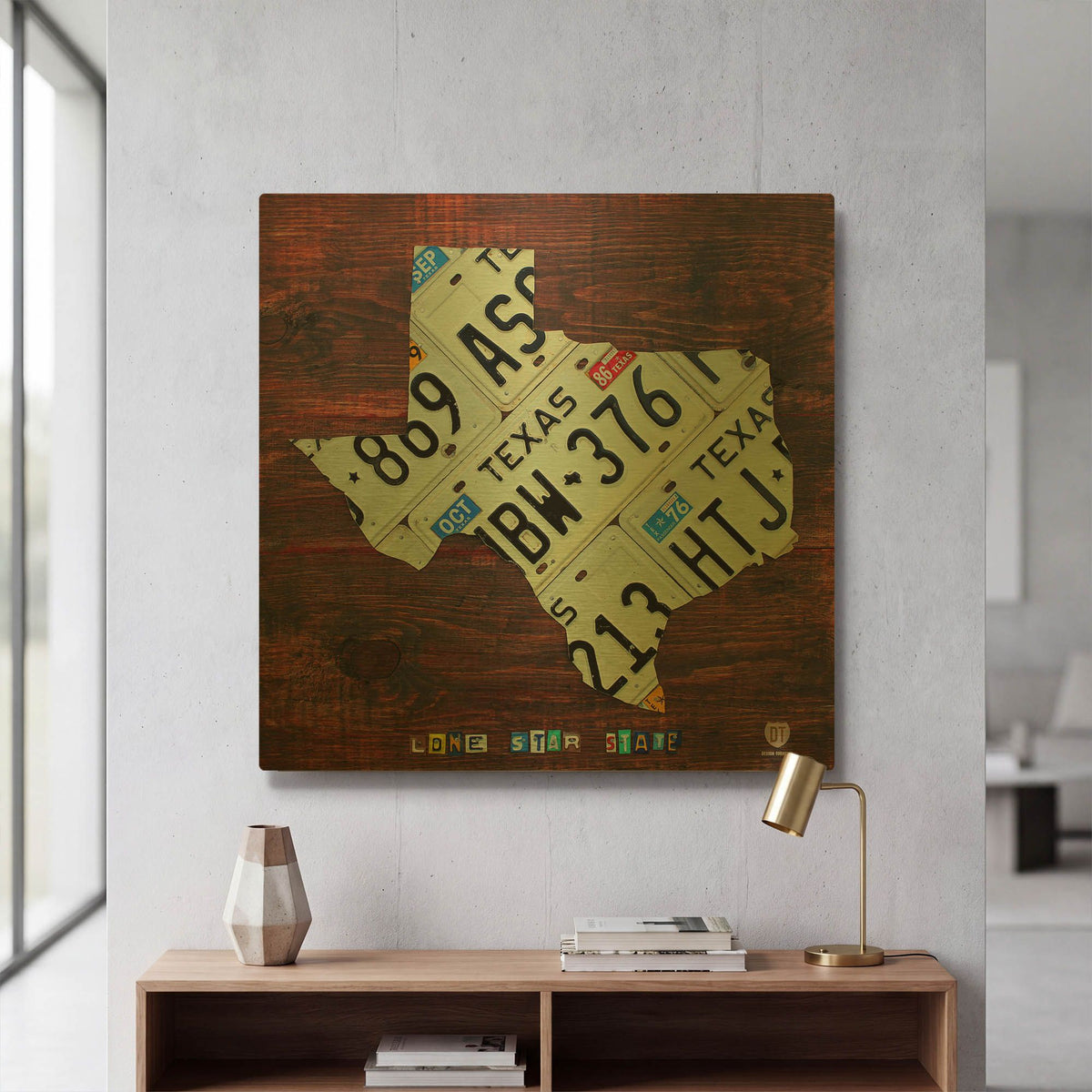 'Texas License Plate Map Large' By Design Turnpike Gold Metal Wall Art