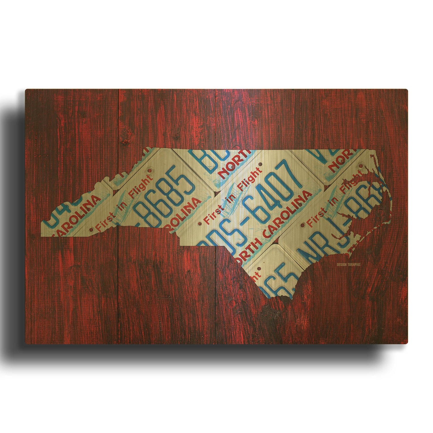 'North Carolina License Plate Map' By Design Turnpike Gold Metal Wall Art