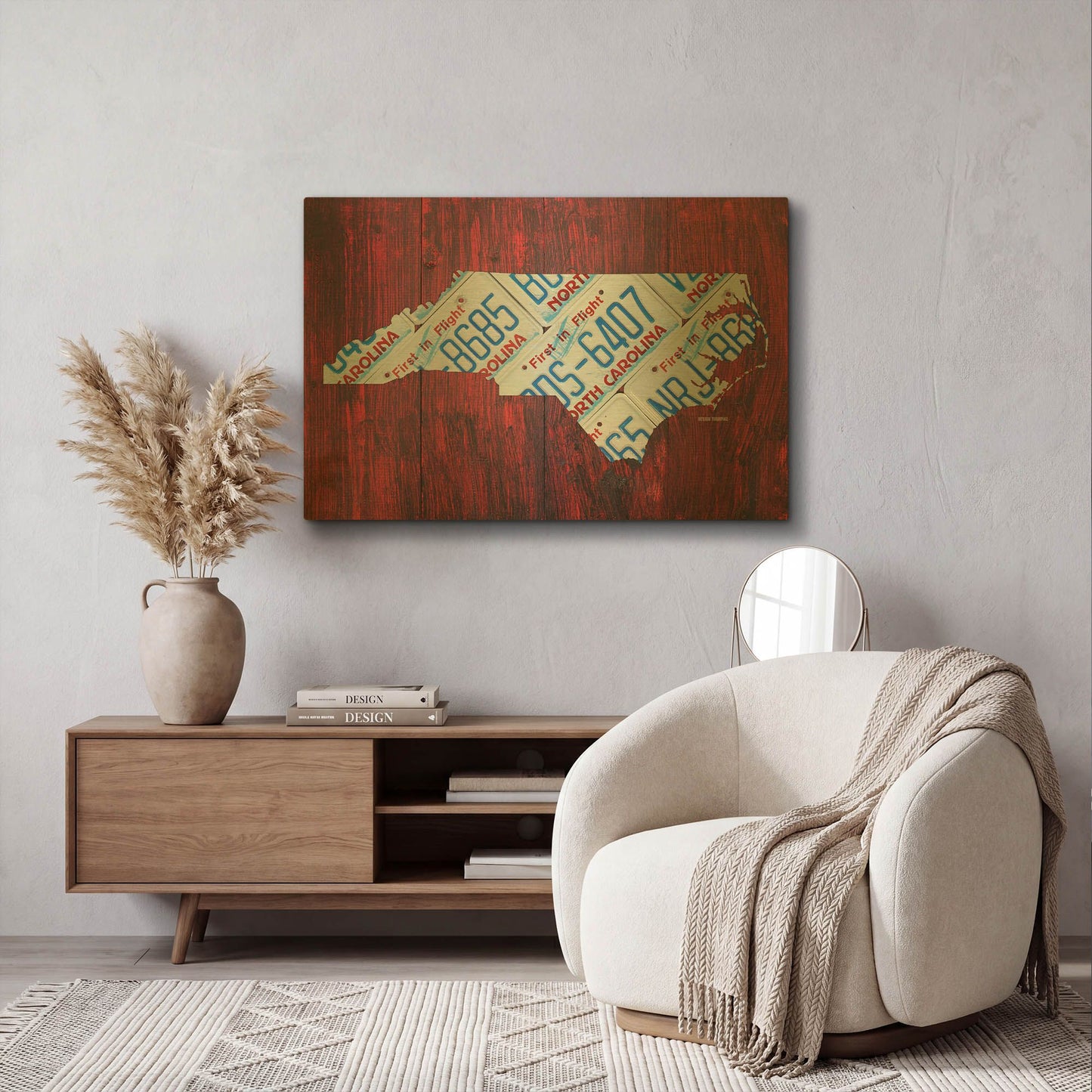 'North Carolina License Plate Map' By Design Turnpike Gold Metal Wall Art