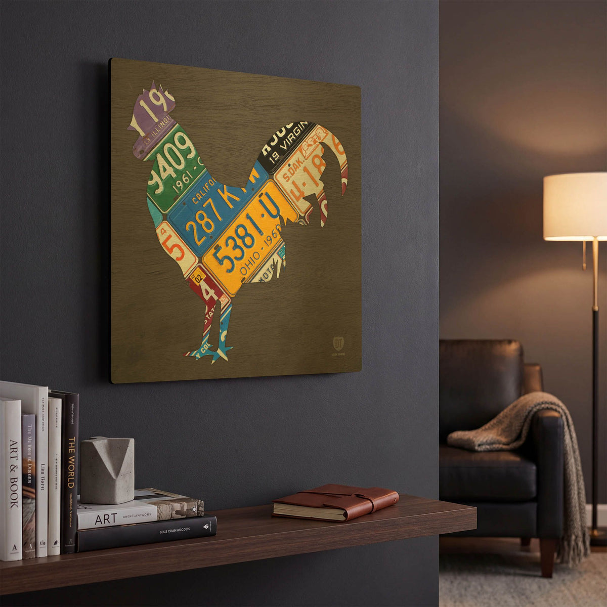 'License Plate Art Rooster' By Design Turnpike Gold Metal Wall Art