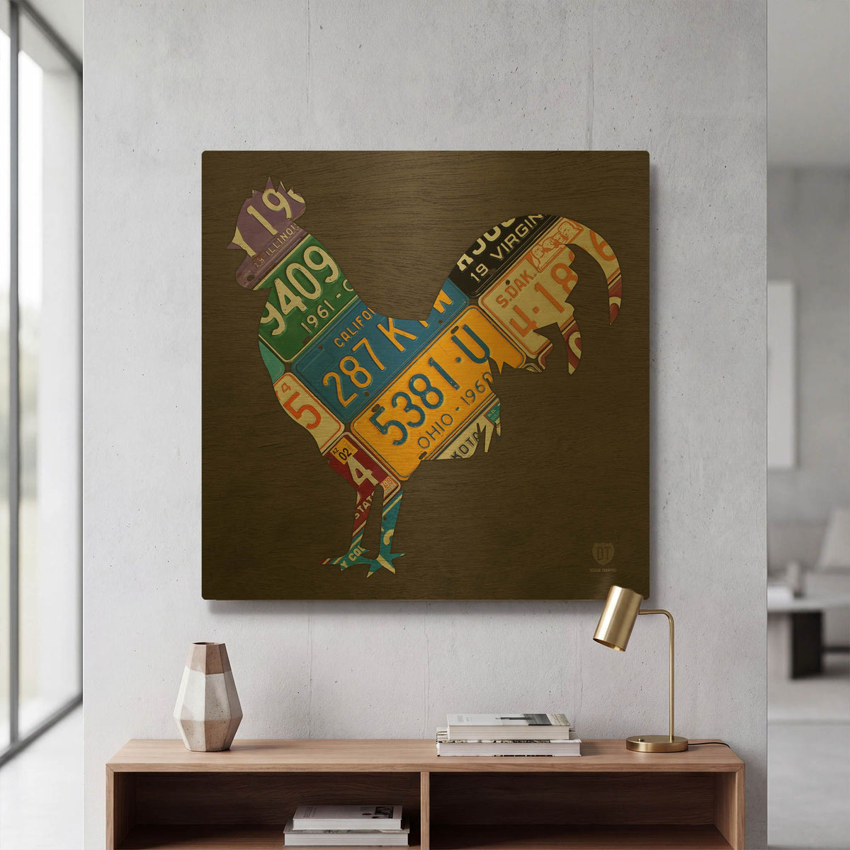 'License Plate Art Rooster' By Design Turnpike Gold Metal Wall Art