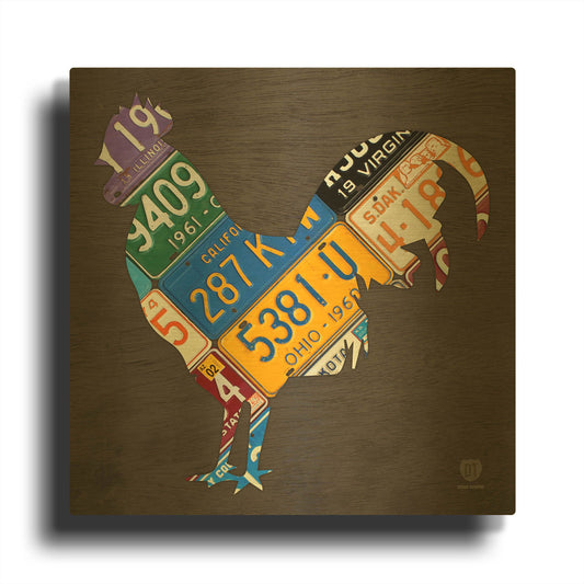 'License Plate Art Rooster' By Design Turnpike Gold Metal Wall Art
