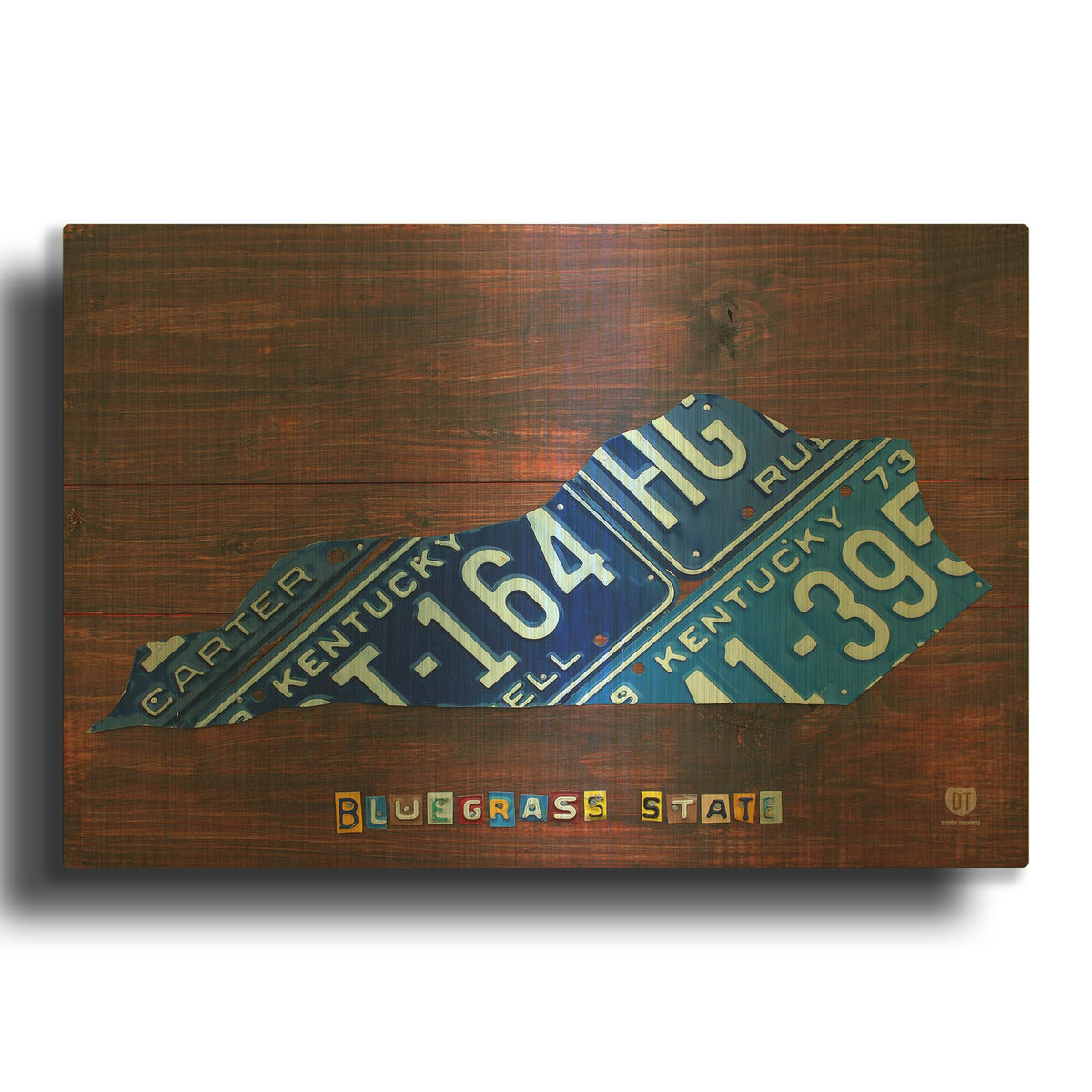 'Kentucky License Plate Map' By Design Turnpike Gold Metal Wall Art