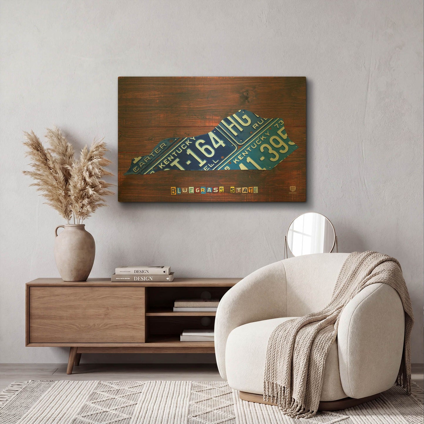 'Kentucky License Plate Map' By Design Turnpike Gold Metal Wall Art