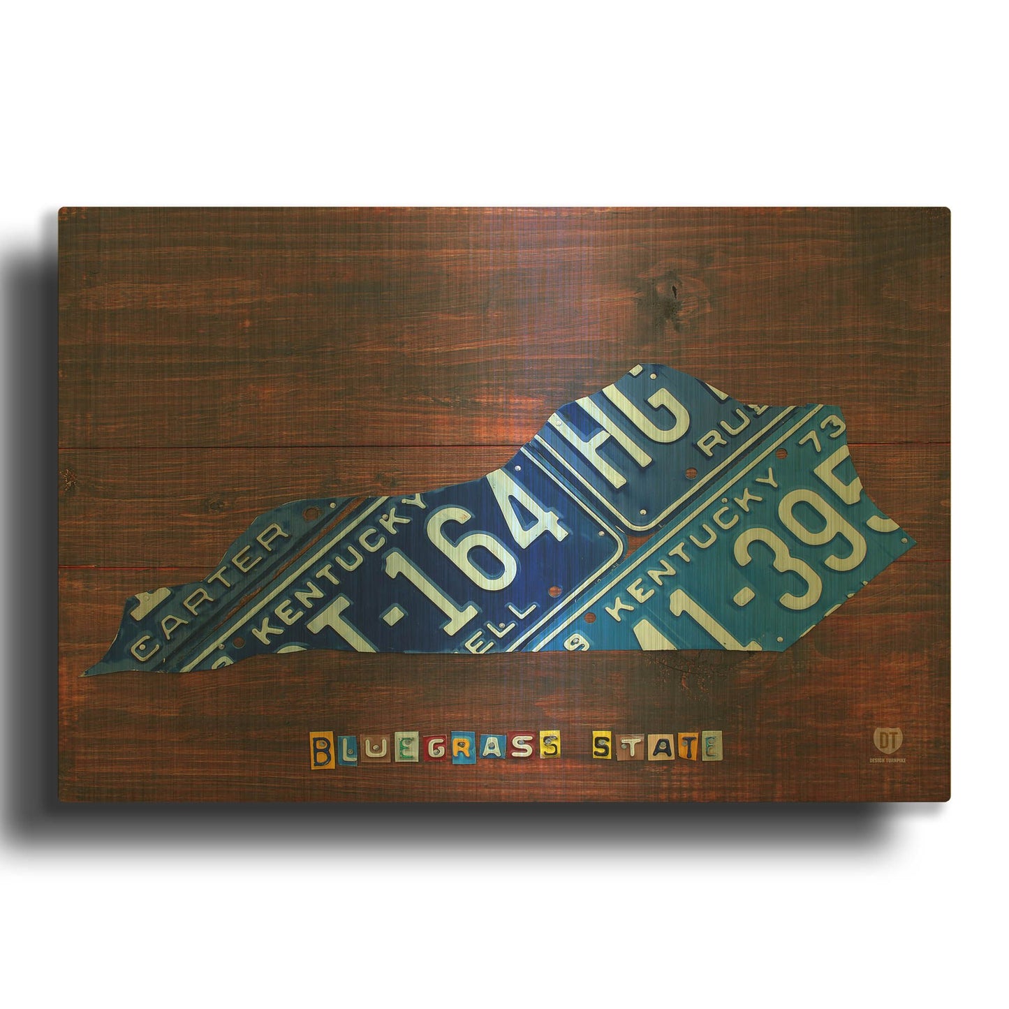 'Kentucky License Plate Map' By Design Turnpike Gold Metal Wall Art
