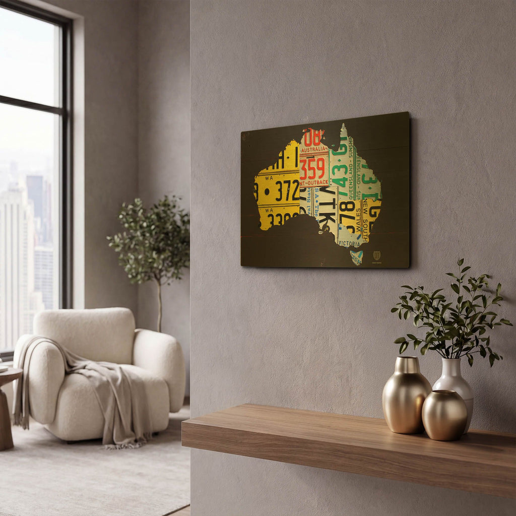 'Australia License Plate Map' By Design Turnpike Gold Metal Wall Art