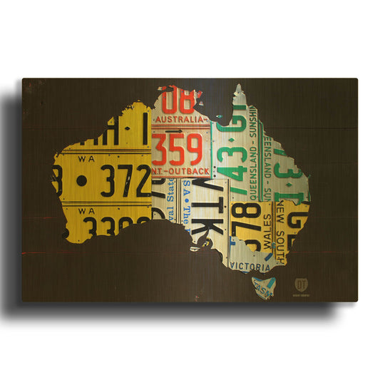 'Australia License Plate Map' By Design Turnpike Gold Metal Wall Art