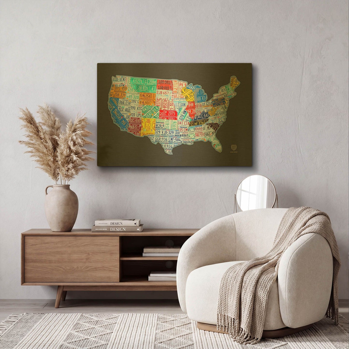 'Massive Usa License Plate Map' By Design Turnpike Gold Metal Wall Art