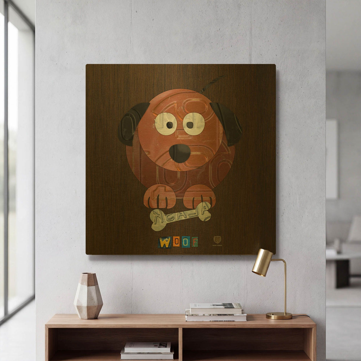 'Woof The Dog' By Design Turnpike Gold Metal Wall Art