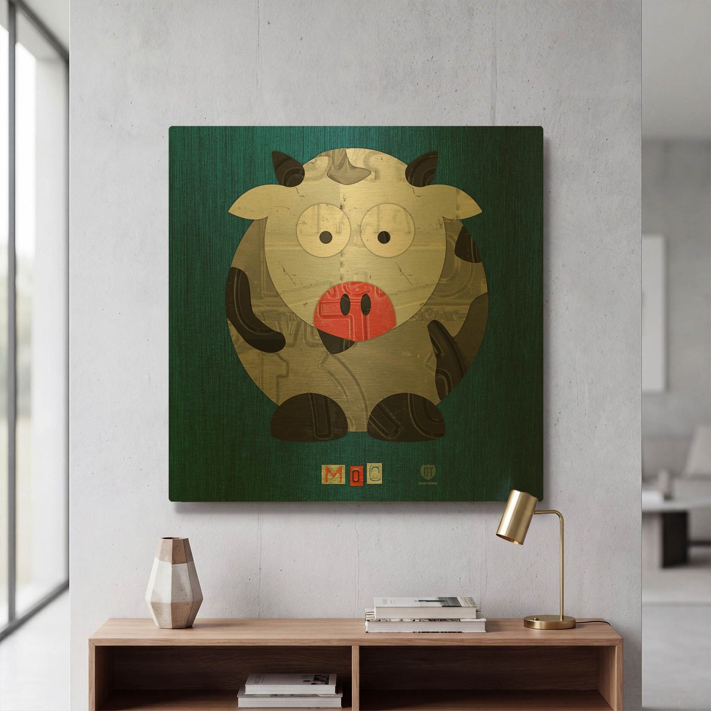 'Moo The Cow' By Design Turnpike Gold Metal Wall Art