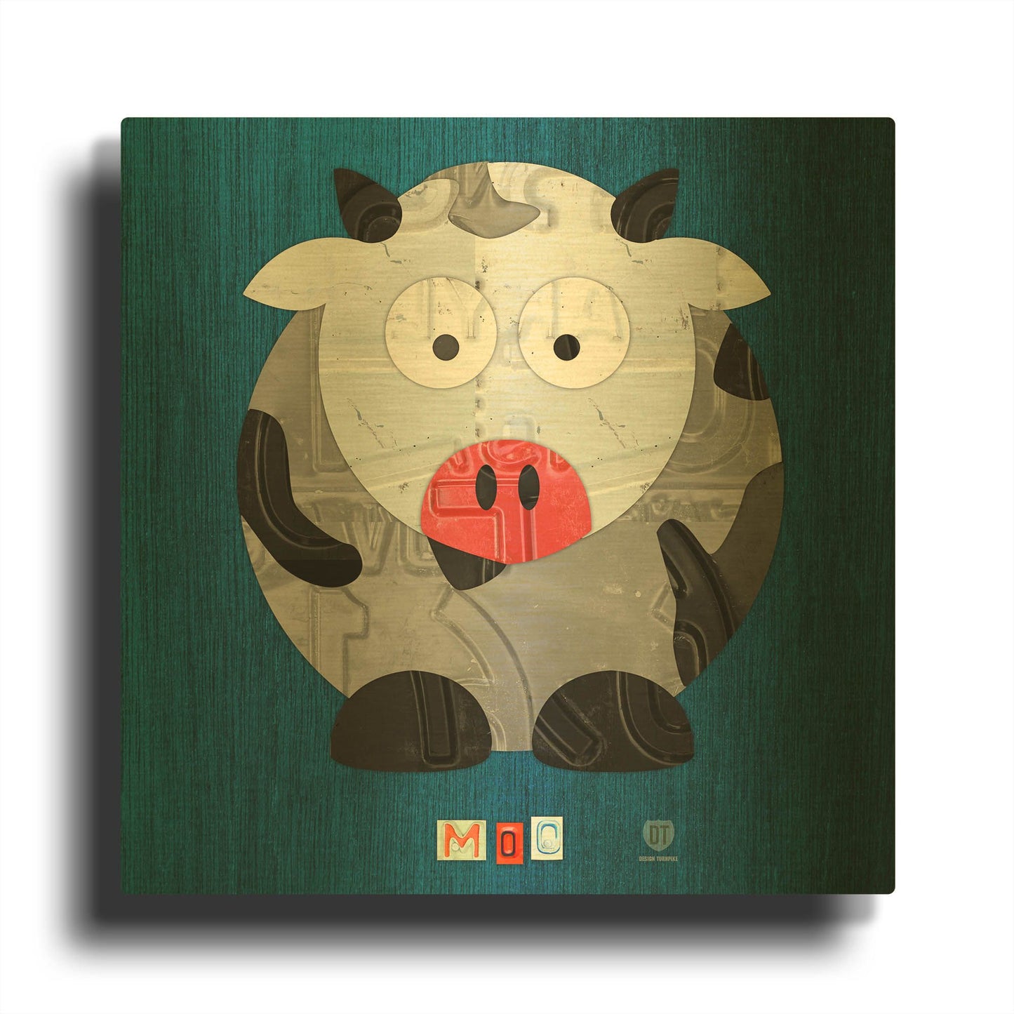 'Moo The Cow' By Design Turnpike Gold Metal Wall Art