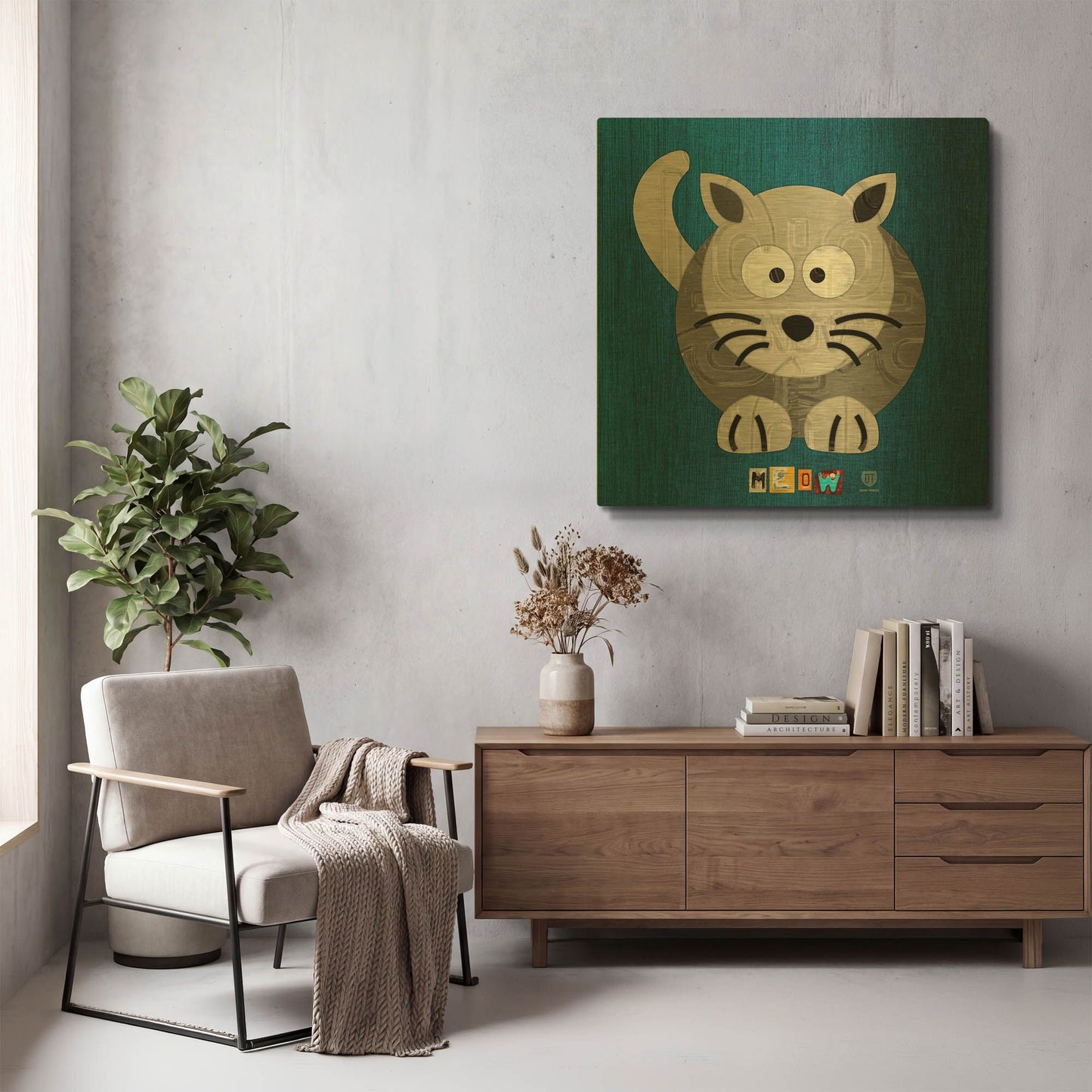 'Meow The Cat' By Design Turnpike Gold Metal Wall Art
