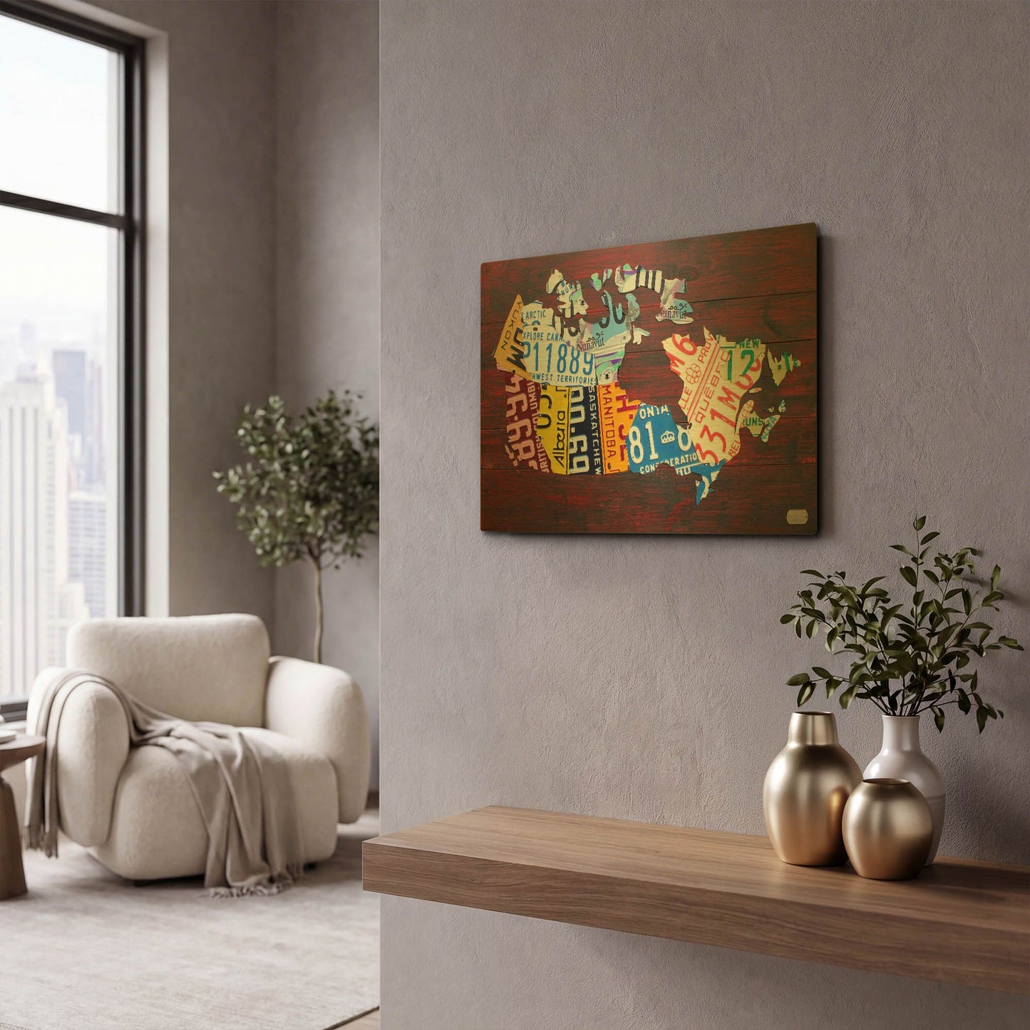 'Canada License Plate Map' By Design Turnpike Gold Metal Wall Art