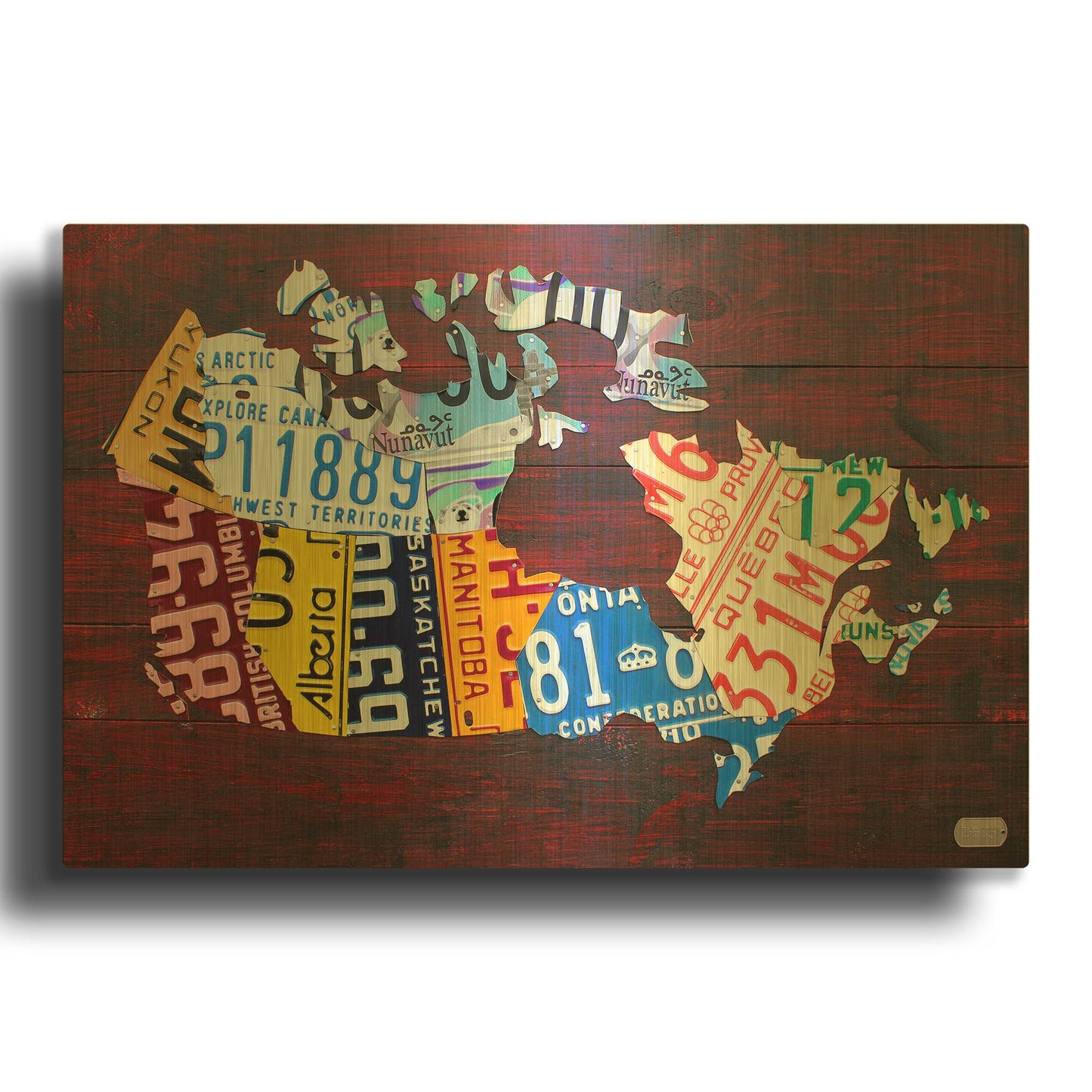 'Canada License Plate Map' By Design Turnpike Gold Metal Wall Art