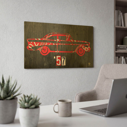 '57 Chevy License Plate Art' By Design Turnpike Gold Metal Wall Art