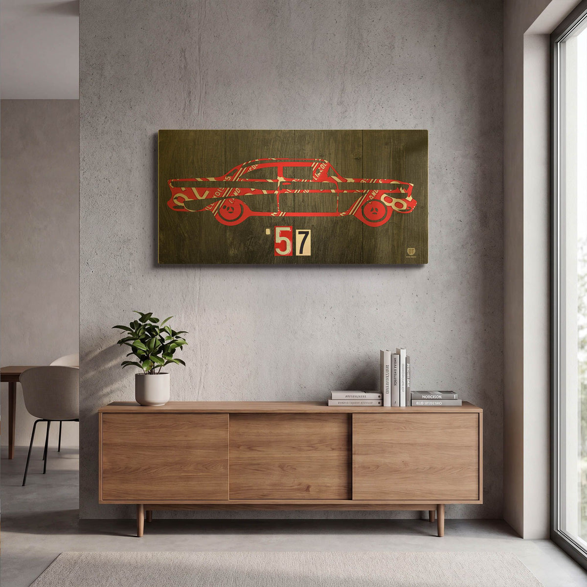 '57 Chevy License Plate Art' By Design Turnpike Gold Metal Wall Art