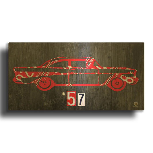 '57 Chevy License Plate Art' By Design Turnpike Gold Metal Wall Art