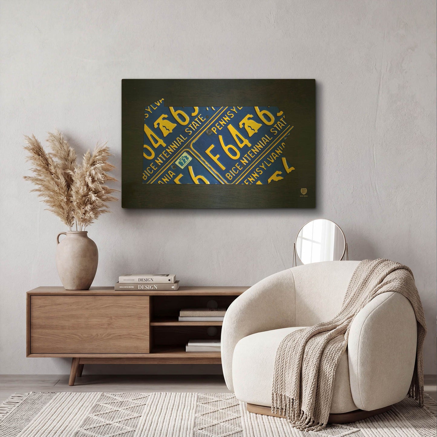 'Pennsylvania License Plate Map' By Design Turnpike Gold Metal Wall Art