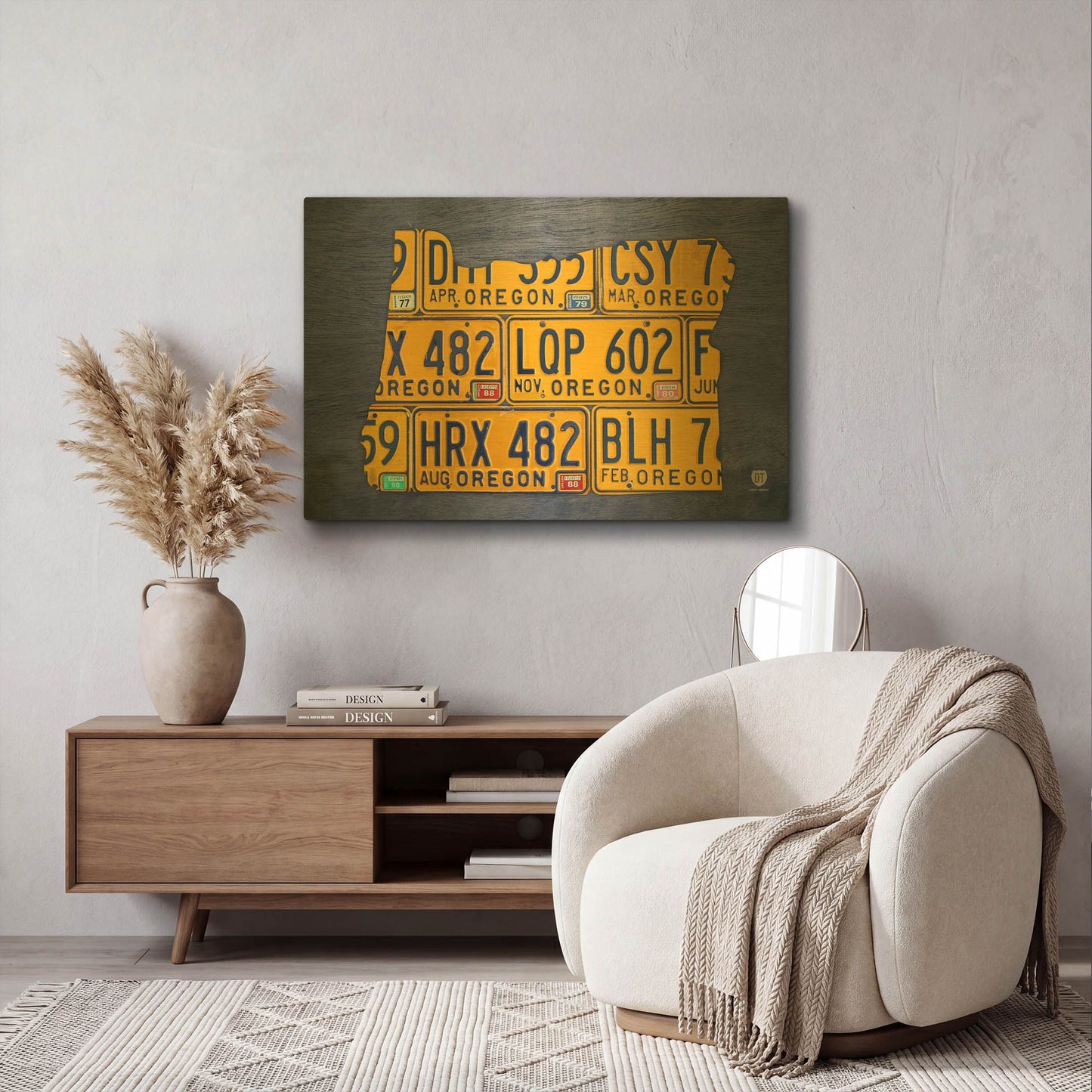 'Oregon License Plate Map' By Design Turnpike Gold Metal Wall Art