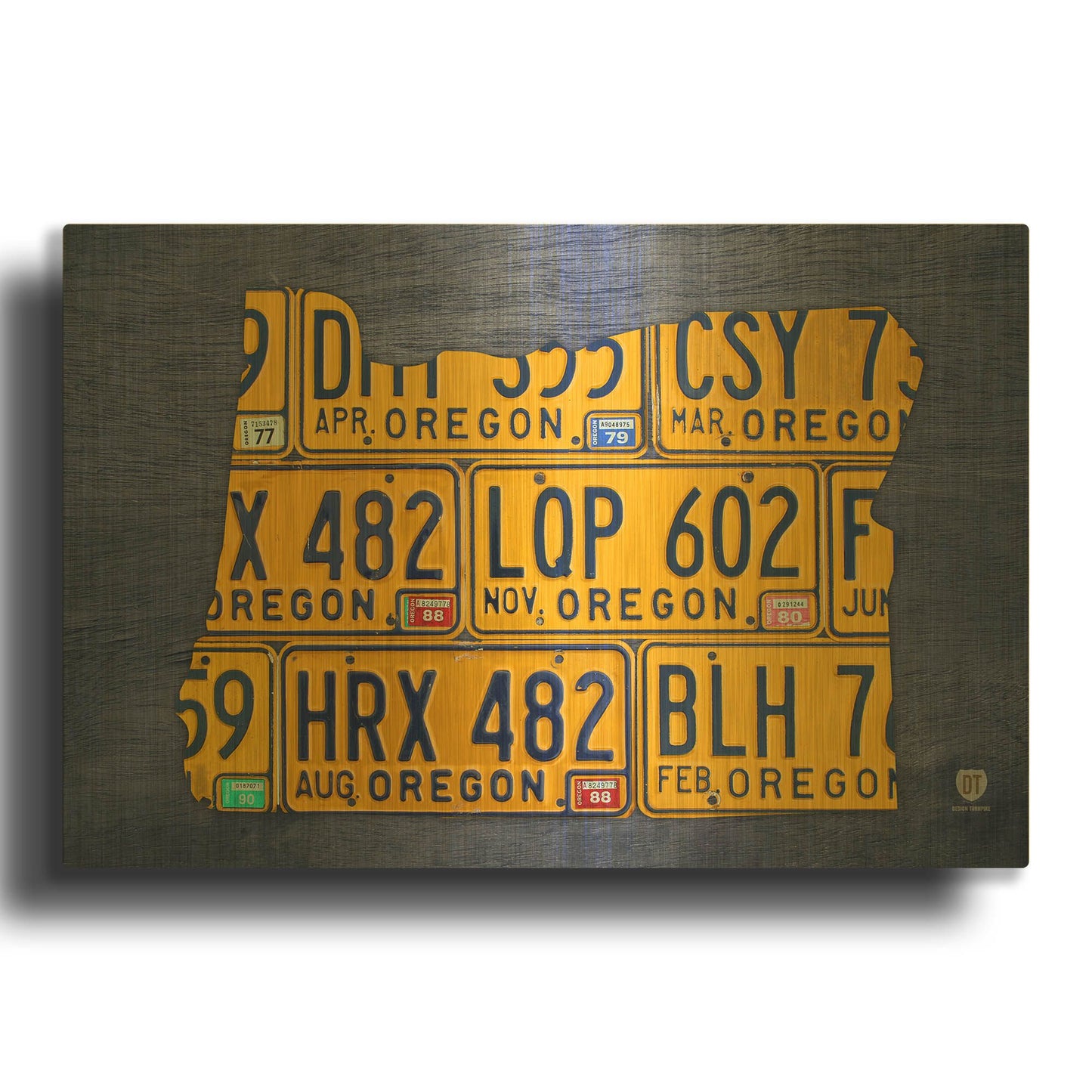 'Oregon License Plate Map' By Design Turnpike Gold Metal Wall Art