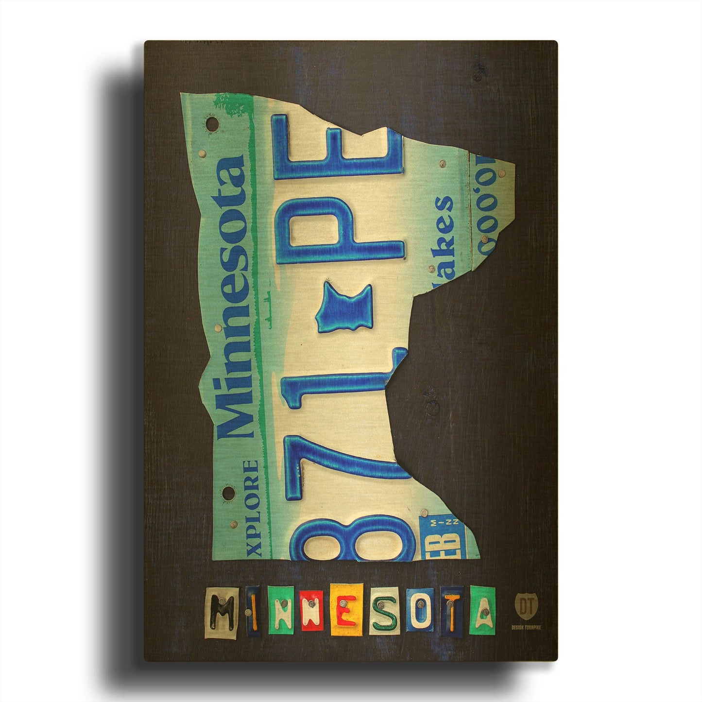 'Minnesota License Plate Map' By Design Turnpike Gold Metal Wall Art