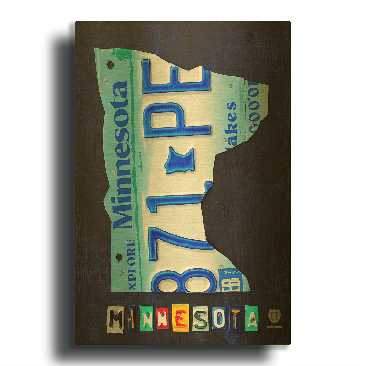 'Minnesota License Plate Map' By Design Turnpike Gold Metal Wall Art