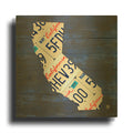 'California License Plate Map Blue' By Design Turnpike Gold Metal Wall Art