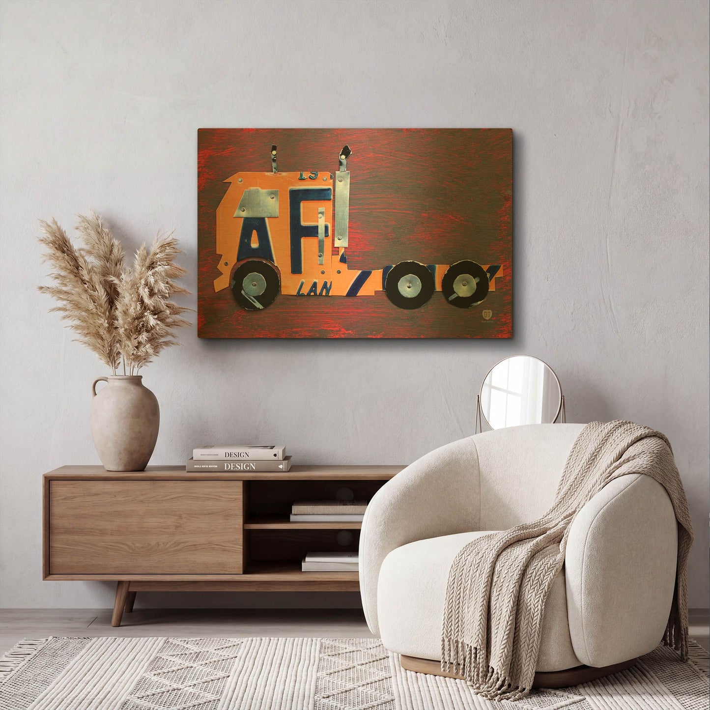 'Semi Truck License Plate Art' By Design Turnpike Gold Metal Wall Art