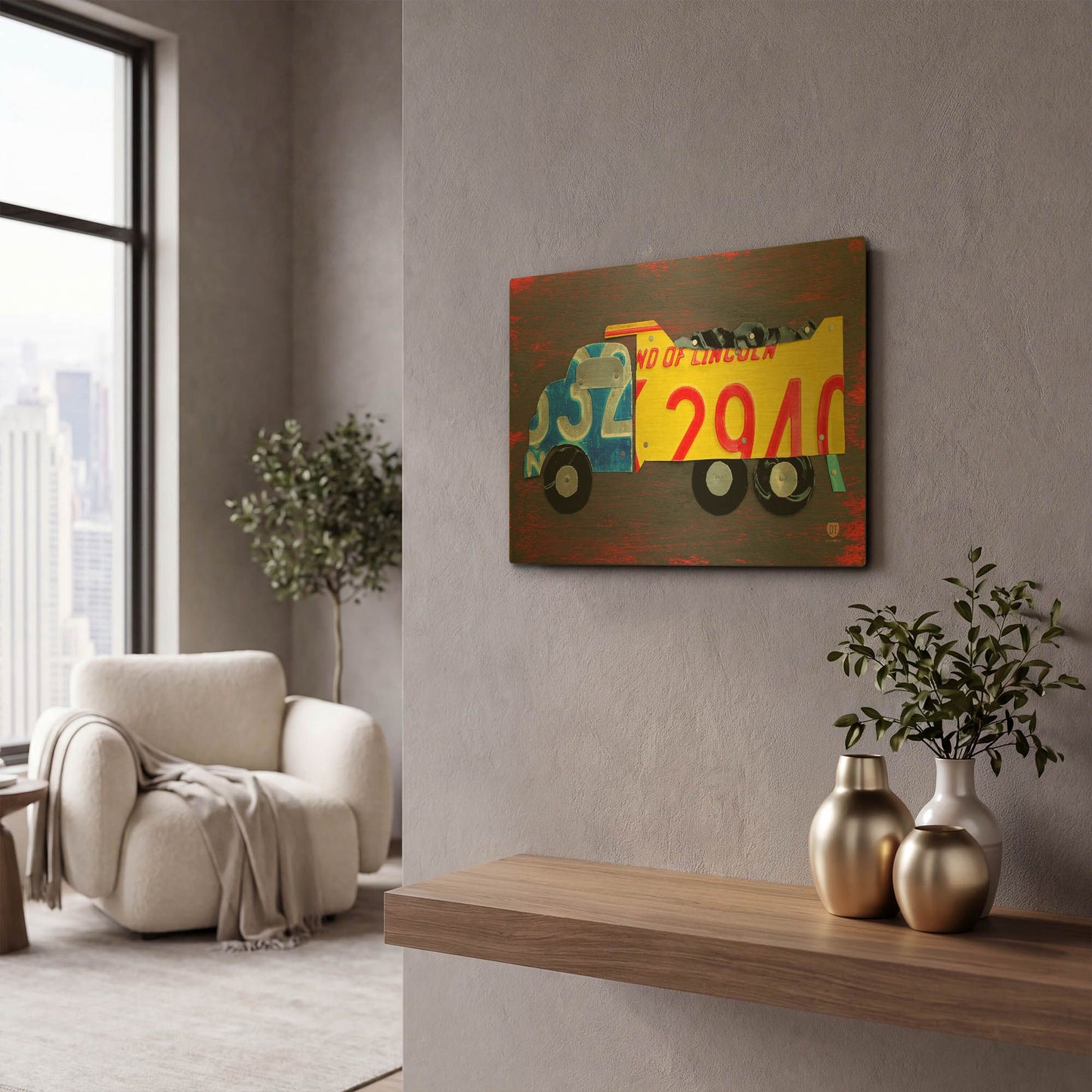 'Dump Truck' By Design Turnpike Gold Metal Wall Art