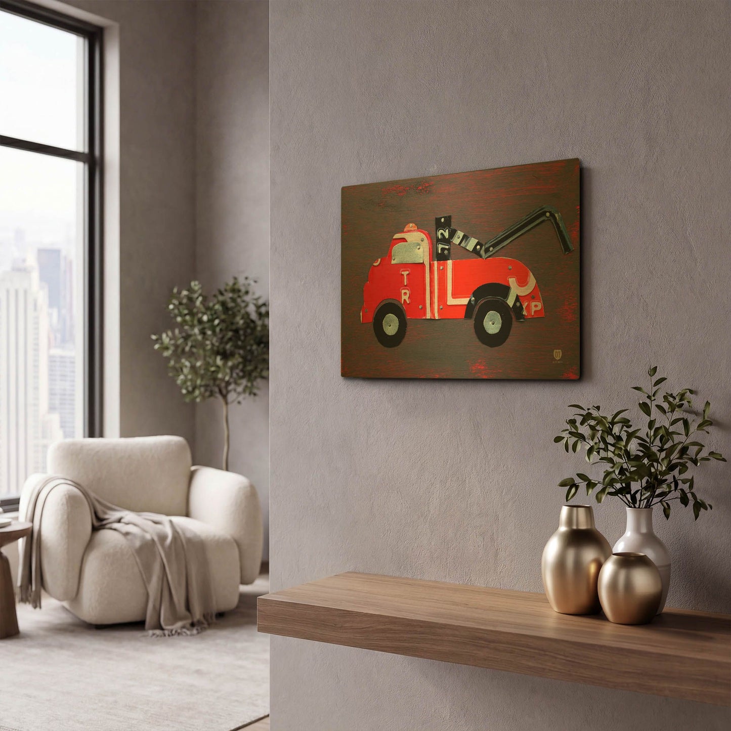 'Tow Truck' By Design Turnpike Gold Metal Wall Art