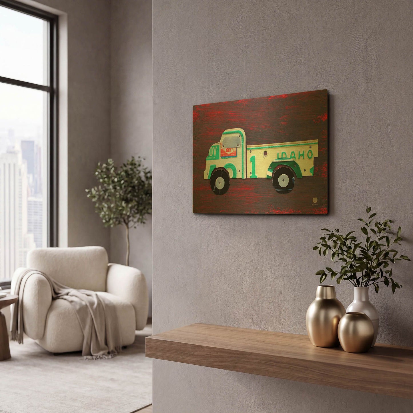 'Pickup Truck' By Design Turnpike Gold Metal Wall Art