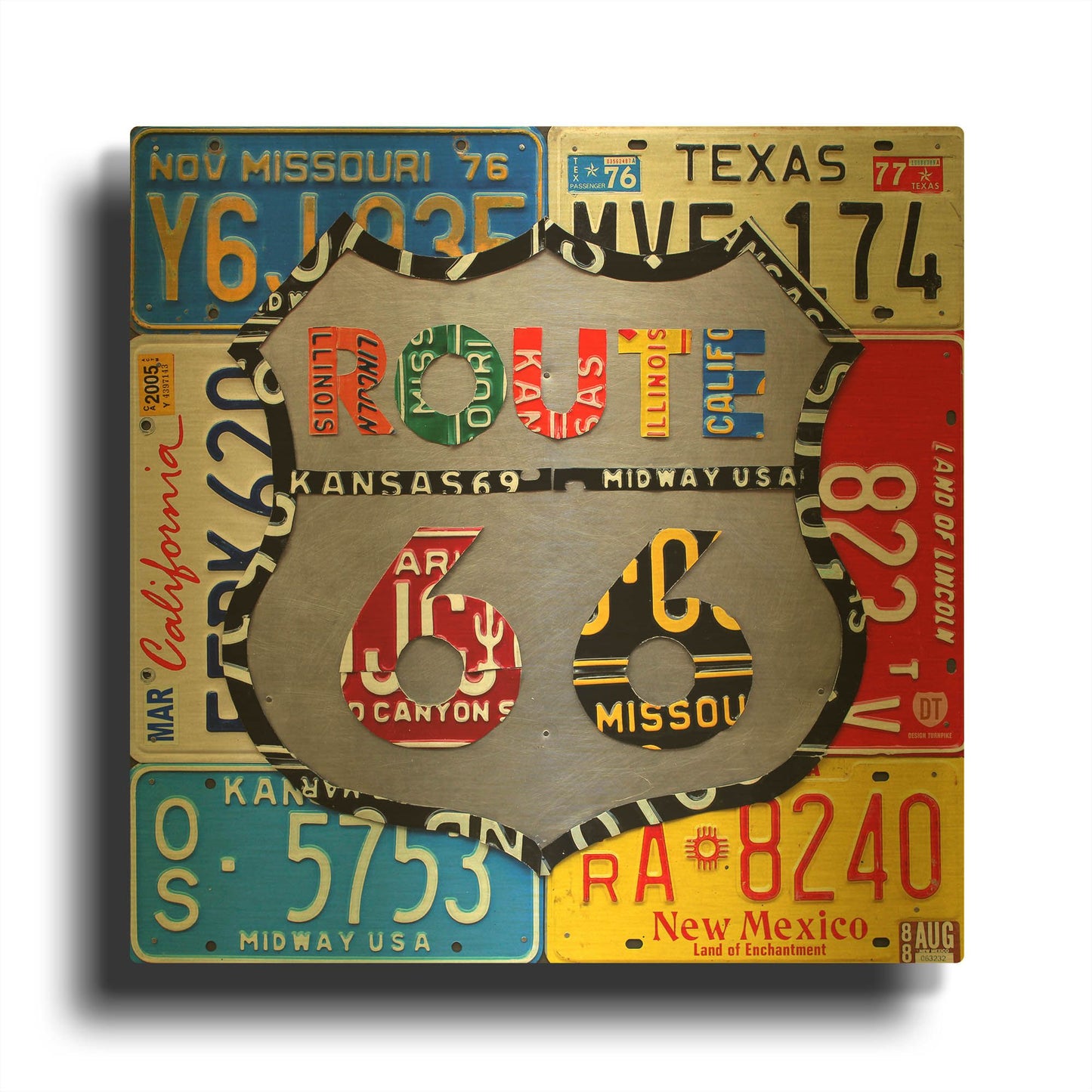 'Route 66 Road Sign' By Design Turnpike Gold Metal Wall Art