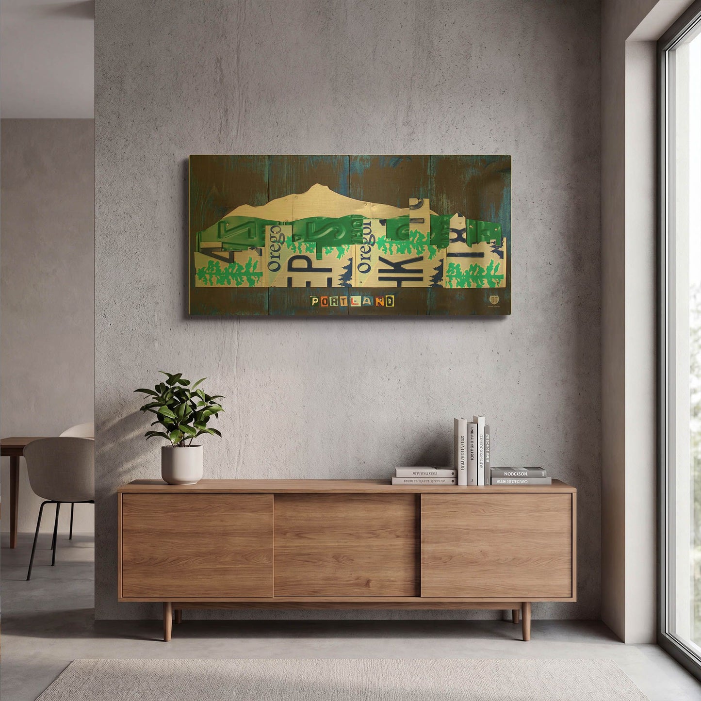 'Portland Skyline License Plate Art' By Design Turnpike Gold Metal Wall Art