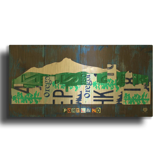'Portland Skyline License Plate Art' By Design Turnpike Gold Metal Wall Art