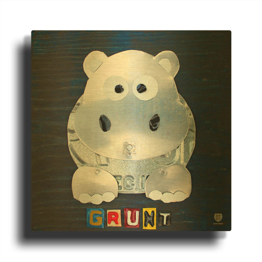 'Grunt The Hippo' By Design Turnpike Gold Metal Wall Art