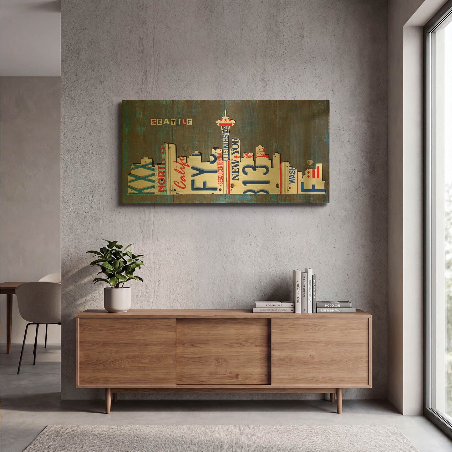 'Seattle Skyline License Plate Art' By Design Turnpike Gold Metal Wall Art