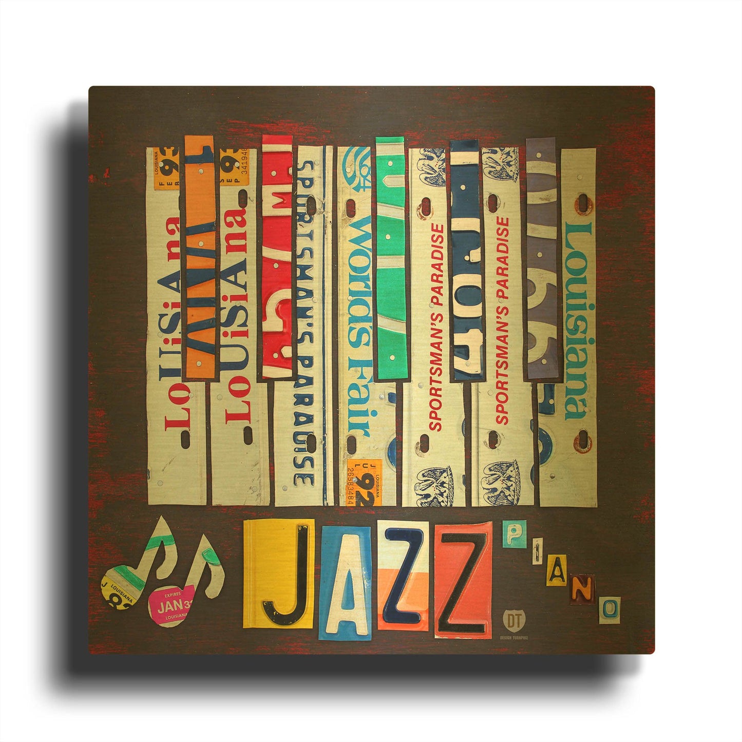 'License Plate Art Jazz Series Piano' By Design Turnpike Gold Metal Wall Art