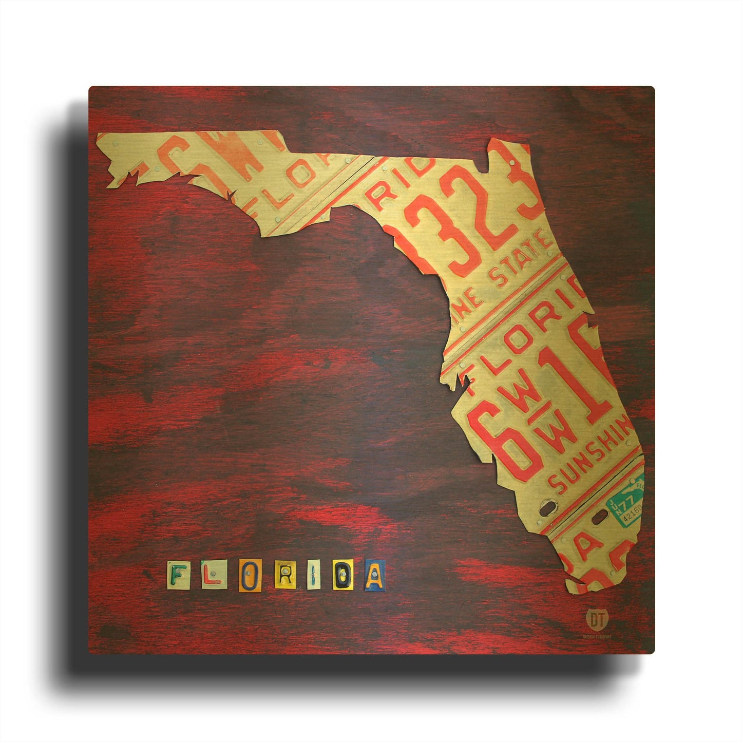 'Florida License Plate' By Design Turnpike Gold Metal Wall Art
